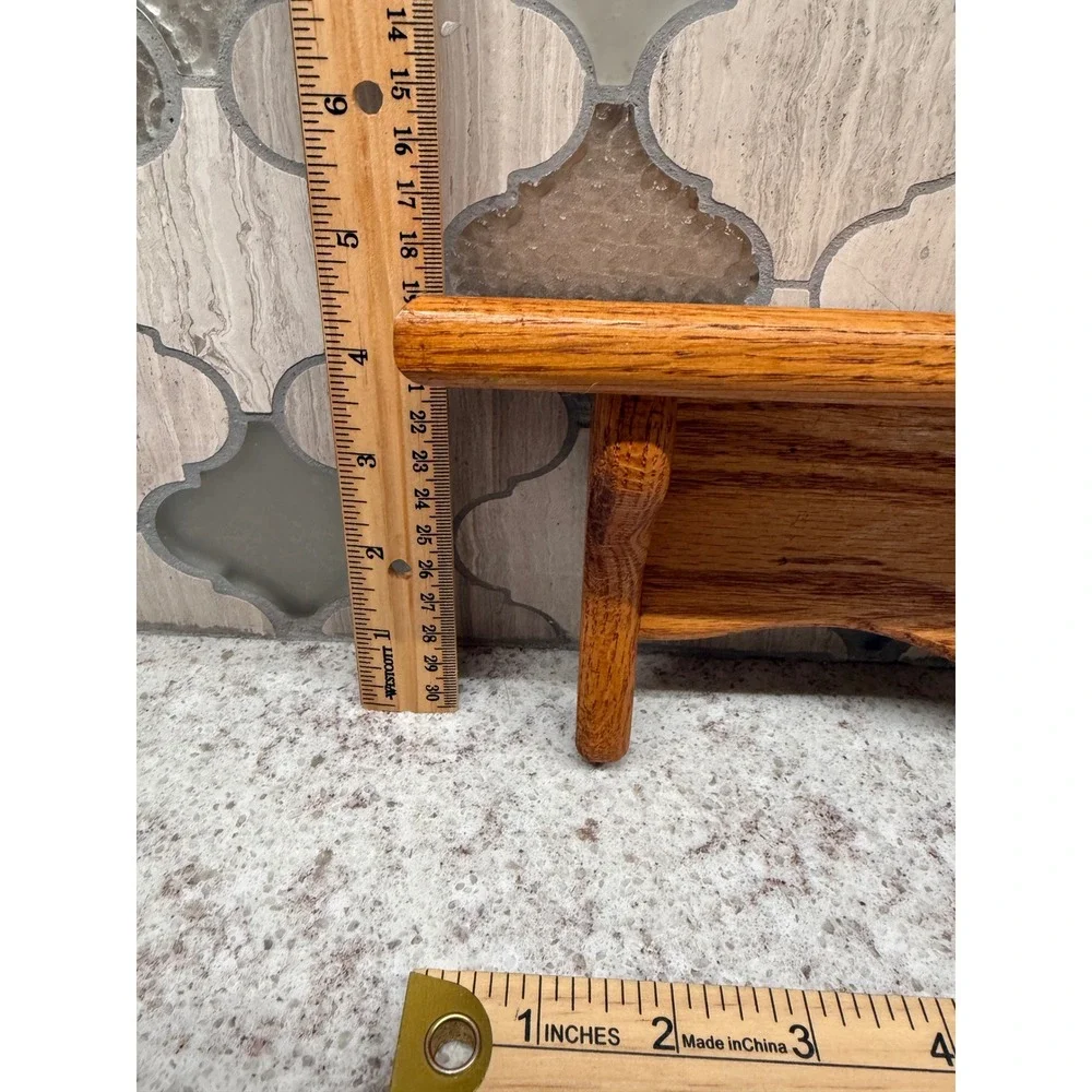 Vintage Oak Wood Wall Shelf Heart Cutout Country Cottage Display 14.5 Inch